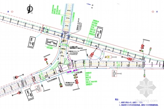 [PDF]城市主干道与高架桥接线工程全套施工图（240张道路管线排水景观）-交通设施平面布置图