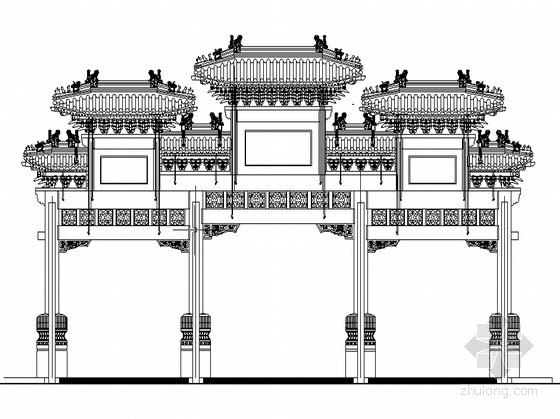 古建牌坊su资料下载-某古建牌楼方案图