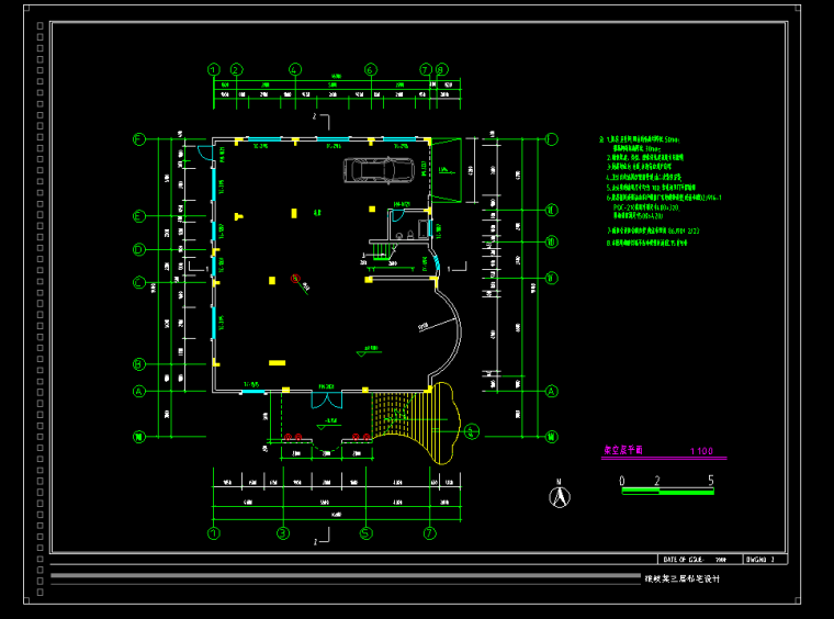 琅岐某三层带阁楼复古独栋别墅私宅设计（包含效果图+CAD）-架空层平面图