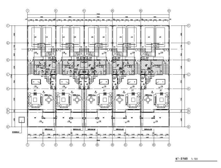 [山东]临沂北城新区新中式风格居住区建筑施工图设计-地下一层平面图