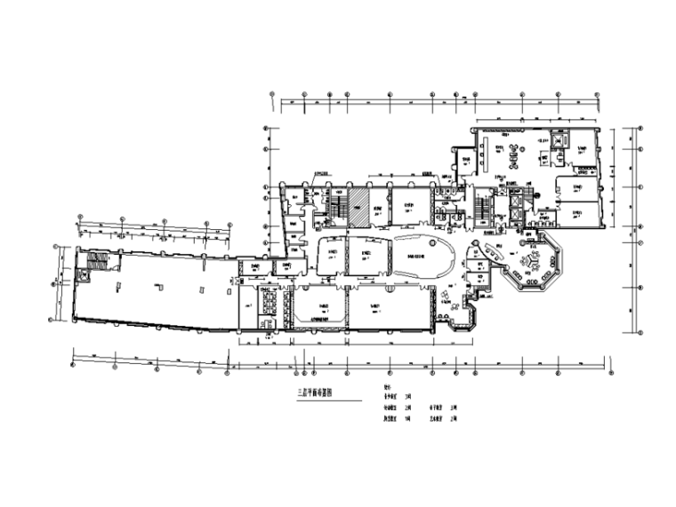全国知名英语培训机构广州总部培训点室内装修施工图-三层平面布置图