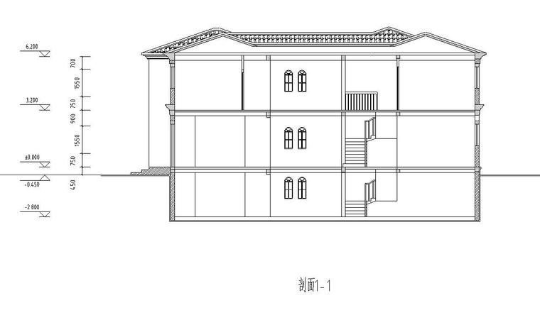 [广东]2层独栋别墅建筑施工图设计-剖面图