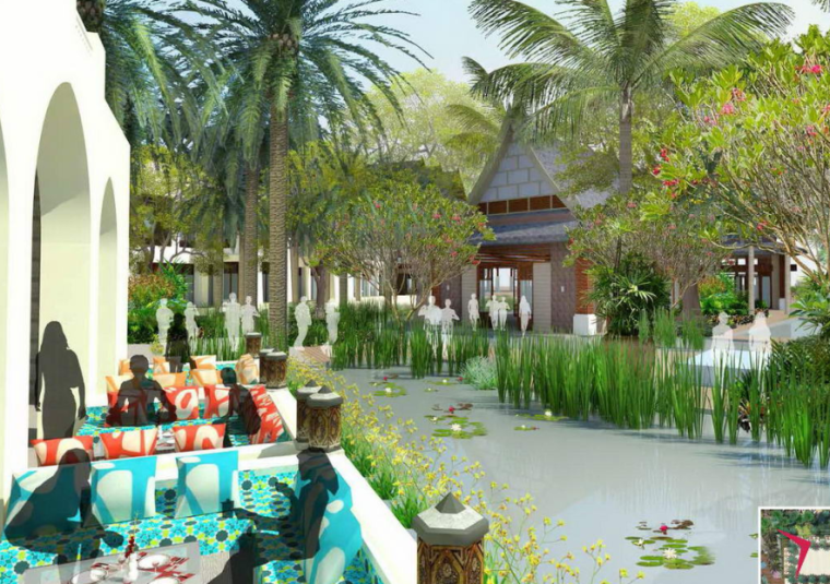 东南亚广场案例资料下载-[海南]三亚红树林酒店景观方案设计-AECOM（东南亚风情）