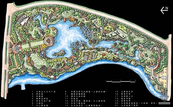 昆山中心湖规划图资料下载-浦东某中心公园规划图彩平