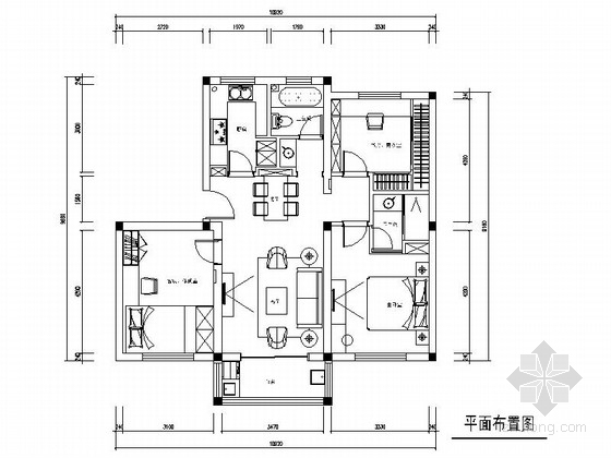 90平cad施工图资料下载-[江苏]现代时尚两居室婚房装修CAD施工图（含实景图）