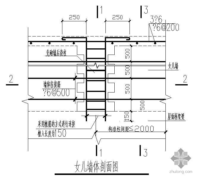 砖墙与钢柱拉结资料下载-某厂房女儿墙结构详图