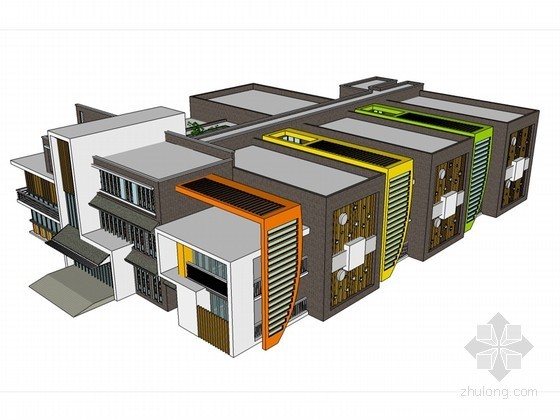 幼儿园建筑SU模型下载资料下载-现代幼儿园建筑SketchUp模型下载