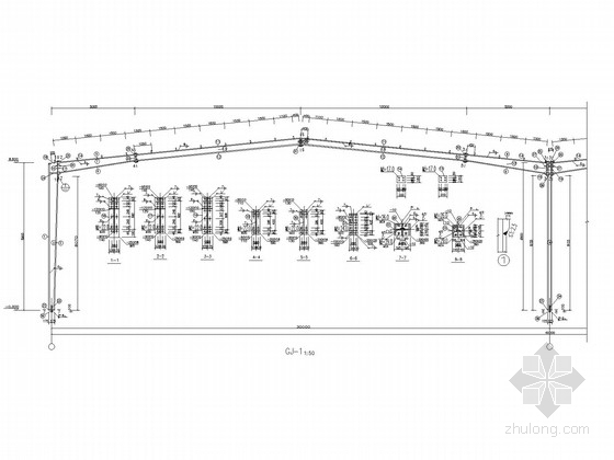 60米长建筑资料下载-60米跨，204米长带夹层门式刚架厂房施工图(含建施)