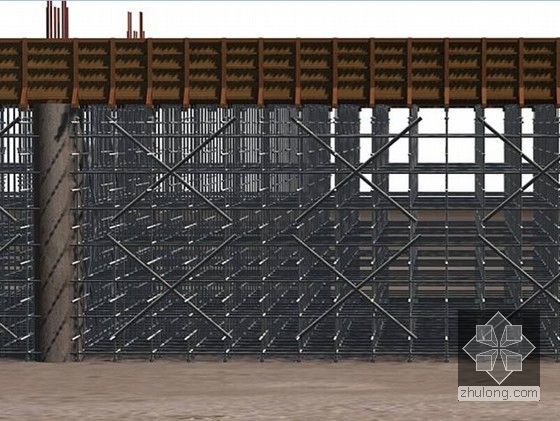 [北京]框架剪力墙结构图书馆工程总承包施工组织设计(470余页方案详细附图)-粱模支撑效果图