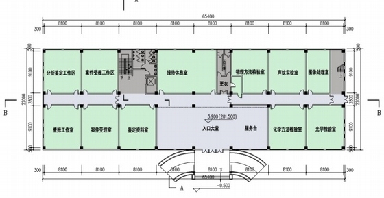 [山东]某中式四层行政办公楼方案设计文本（含PPT）-办公楼二层平面图