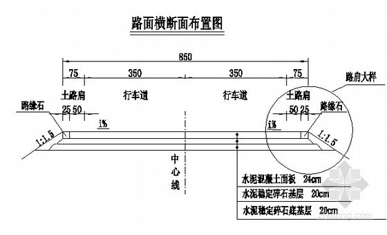 [湖北]山区二级公路改扩建工程实施性施工组织设计189页（路涵隧）-路面横断面布置图 