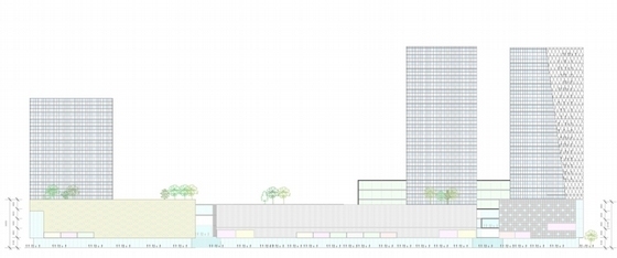 [上海]大型知名商业购物中心建筑设计方案文本-大型知名商业购物中心建筑设计立面图