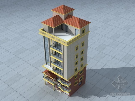 3层独栋私人住宅资料下载-独栋住宅楼建筑3d模型下载