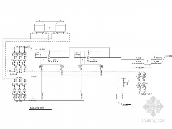 [广东]商业综合建筑空调及通风排烟系统设计施工图（含软件版水力计算）-机房设计图 