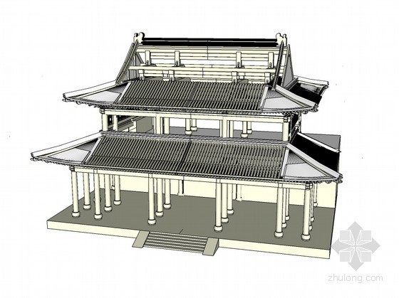 故宫的养心殿资料下载-天王殿构架模型