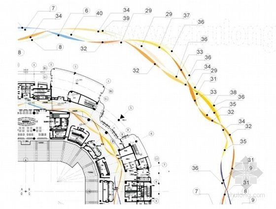 多颜色连续彩带环氧彩砂地坪施工工法-地面色彩局部示意图 