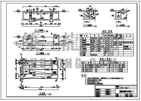 闸门安装大样图资料下载-接触消毒池工艺大样图