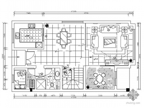 原木装饰别墅设计图资料下载-[广东]四层别墅设计图