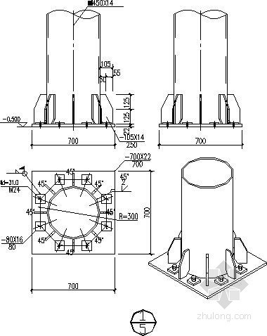 钢柱预埋件详图资料下载-钢结构柱脚节点构造详图