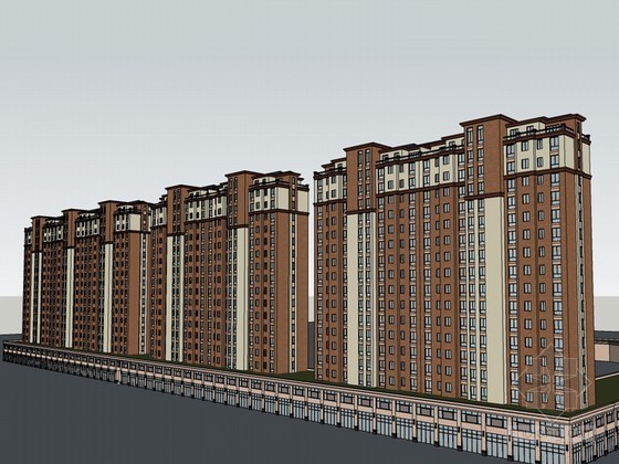 高层住宅su模型资料下载-高层住宅建筑SketchUp模型下载