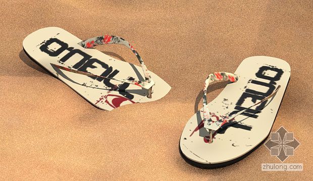 沙滩3d模型资料下载-沙滩拖鞋