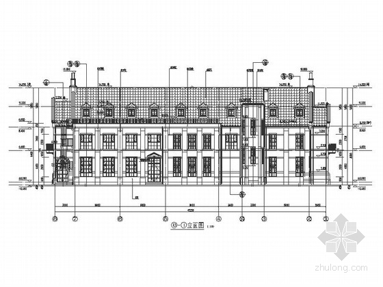 [北京]6班英式豪华幼儿园建筑施工图（知名设计院）-6班英式豪华幼儿园建筑立面图 