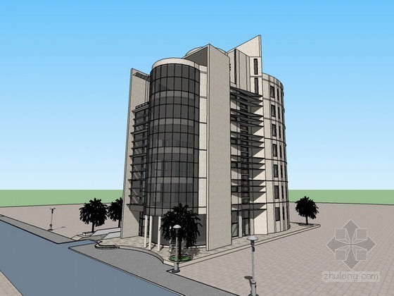 高层办公楼公共区域装修资料下载-高层办公楼sketchup模型下载