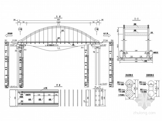 防撞式挡墙资料下载-90米跨径下承式系杆刚架拱桥设计套图（49张）