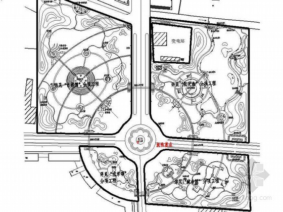 街头绿地公园设计cad资料下载-山东某县环岛公园景观设计施工图纸