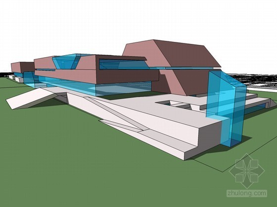 文化中心建筑SketchUp模型下载-文化中心建筑 