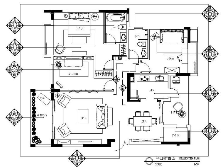 客厅布置图片温馨图片资料下载-[广东]温馨舒适中型户型室内设计施工图（含方案）