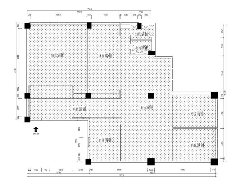 成都金穗融资担保有限公司办公空间装修施工图-5地面布置图