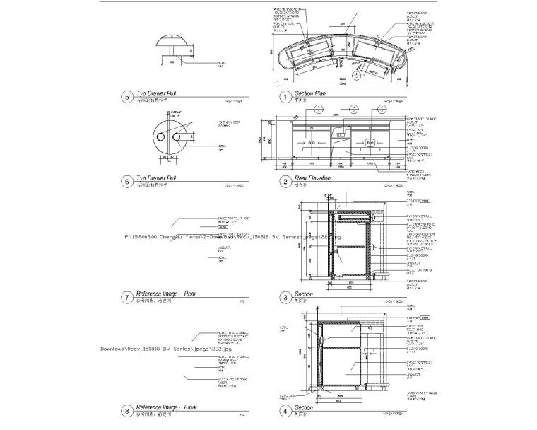 [Yabu]成都银泰购物中心MILLWORK木制品家具定制CAD图纸-二层接待台大样图