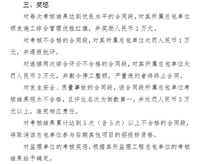 项目施工管理综合考评办法(附考核表格)-奖罚