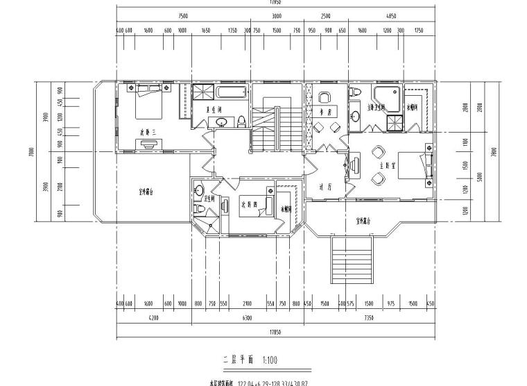 单家独院式别墅建筑设计（包含效果图+CAD）-二层平面图