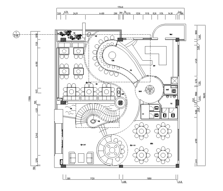 火锅设计施工图资料下载-重庆现代双层火锅酒楼室内设计施工图