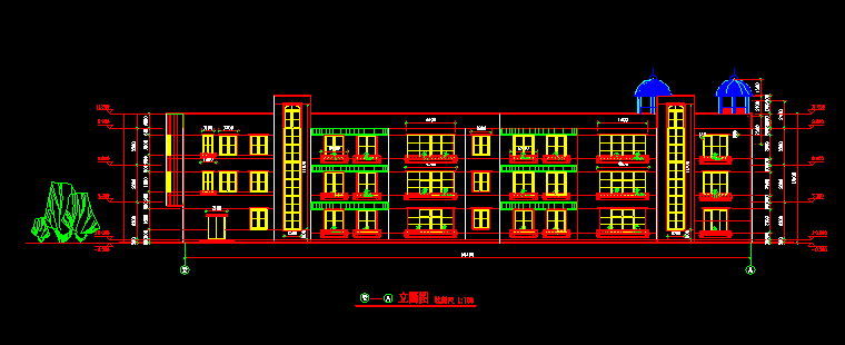 六班幼儿园建筑设计图集资料下载-6班3层幼儿园建筑色剂全套图纸