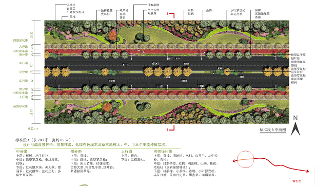 双向4车道拼宽双向6车道绕城公路提升改造工程设计方案文本（效果图丰富）-标准段平面图