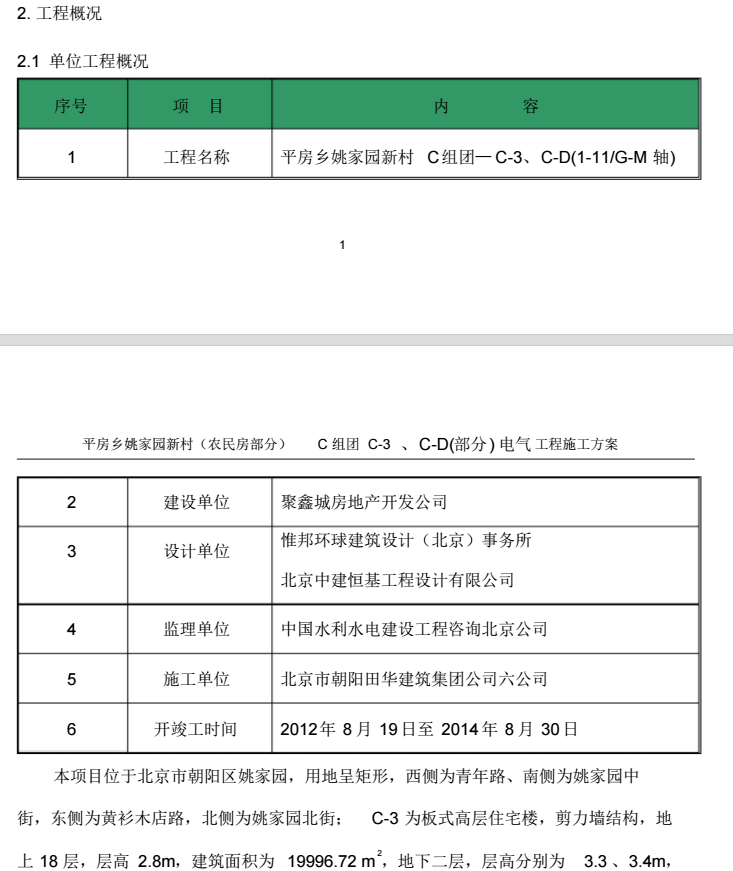 平房乡姚家园新村电气工程施工方案_3