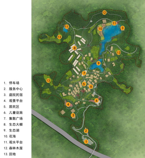 [湖南]生态农业休闲度假民宿景观规划设计方案（2017最新）-总平面图