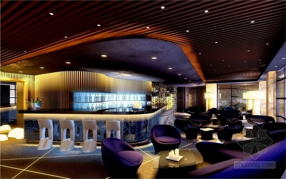 [北京]现代高档酒店公共区域设计方案图-酒吧效果图