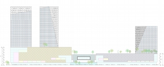 [上海]大型知名商业购物中心建筑设计方案文本-大型知名商业购物中心建筑设计立面图