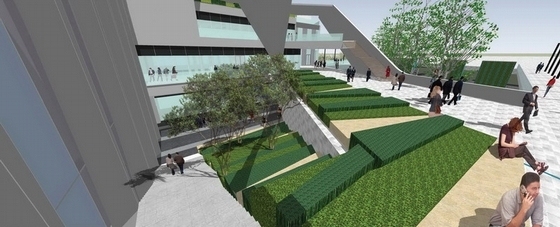 [福州]公司大楼附属休闲绿化景观设计方案（知名设计公司双语)-景观效果图