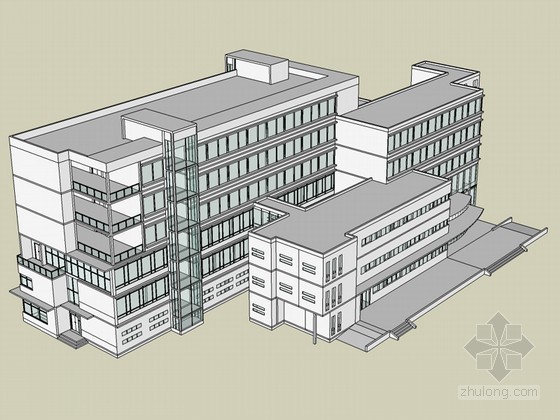 简洁办公建筑SketchUp模型下载-简洁办公建筑 