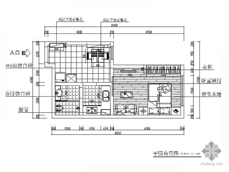一房一厅装修设计说明资料下载-现代风格一室一厅装修图