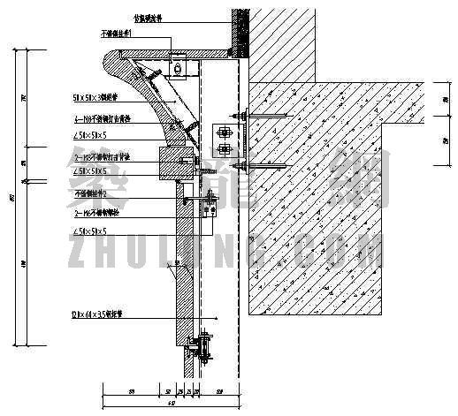 屋檐雨棚的详细节点图资料下载-详细的幕墙外装节点图