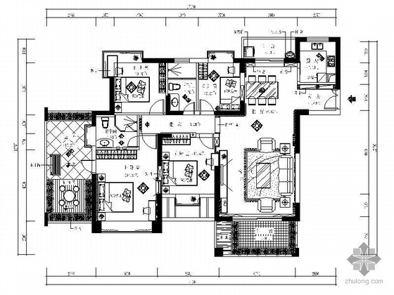 四室两厅一卫一厨设计资料下载-四室两厅方案设计（含效果）
