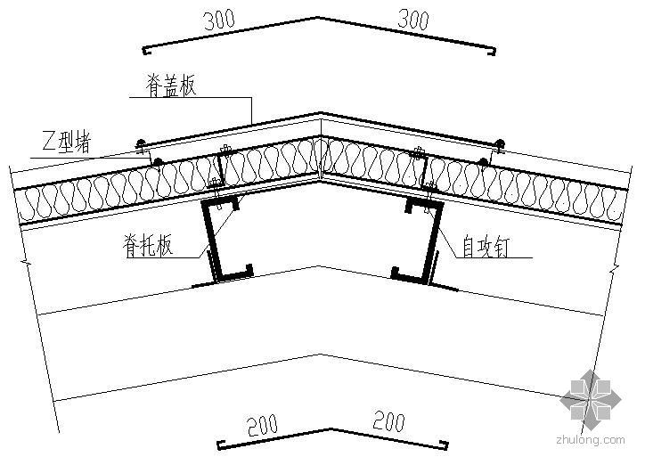 屋脊做法详图资料下载-某雨蓬屋脊节点构造详图