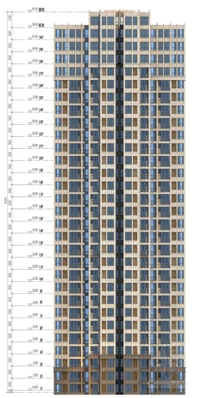 [青海]现代artdeco风格高层城市综合体及单体建筑设计方案文本-现代artdeco风格高层城市综合体及单体建筑立面图