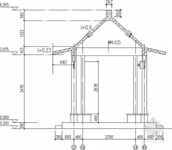 仿古亭施工图CAD资料下载-仿古四角亭及景观长廊结构施工图